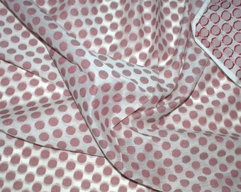 Jacquard cotton fabric with maroon polka dots on off white - One yard.