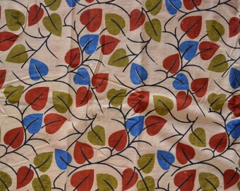 Kalamkari print,  Organic cotton fabric - One yard