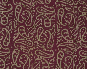 Sheer cotton silk blended chanderi in maroon background with Paisley design - One Yard