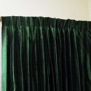 Green Colored Silk Drapes in Rich Raw Silk / Dupioni Silk image 3