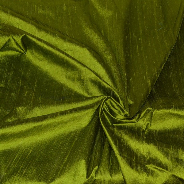 Silk Dupioni in Apple green with black shimmer- Half yard, Yard, Meter & Half Meter - D 36