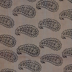 Sheer cotton silk blended chanderi in Desert sand color background with   paisley design - One Yard