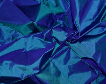 Fine Indian Silk Taffeta in peacock -Purple green. Fat quarter,Half yard,Yard & Meter -TF 37.