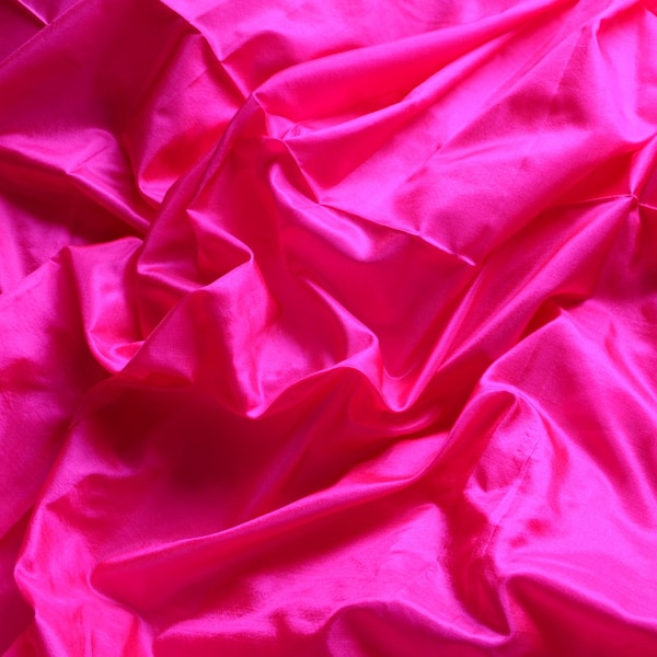 Fine Indian Silk Taffeta in Hot Magenta - Half yard,Yard,Meter &Half Meter -TF 89