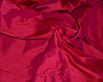 Silk Dupioni in Red with Magenta shimmers - Half yard, Yard, Meter & Half Meter D 343