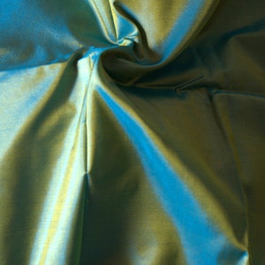 Fine Indian Silk Taffeta in Yellow and cyan, Half yard, Yard, Meter & Half Meter-TF45 image 2