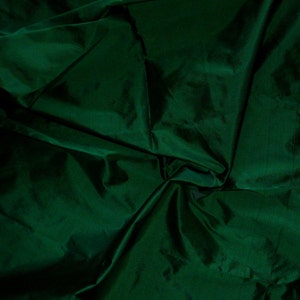 Tela de tafetán de seda verde oscuro, seda india fina y transparente.