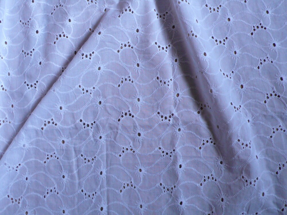 Cotton Fabric Floral Embroidery in White on White Half Yard Etsy