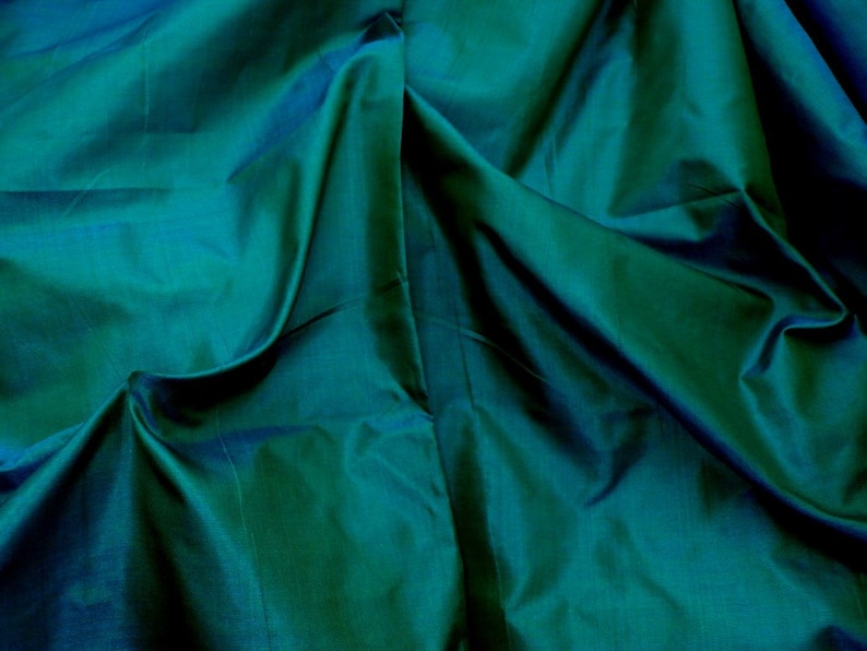 Fine Indian Silk Taffeta in Rich Green-Teal or Peacock Green blue Half yard, Yard &Meter-TF 27 image 1