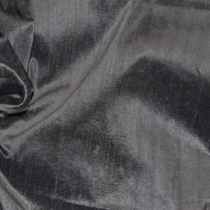 Silk Dupioni in Charcoal grey Half yard, yard, Meter & Half Meter D 195 image 3