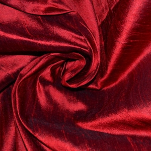 Tissu dupioni en soie rouge foncé – Accents noirs scintillants D 49