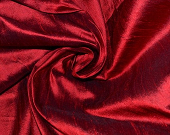 Silk Dupioni in Dark Red/Sangria, Fat quarter, Half yard,Yard & Meter-D 49