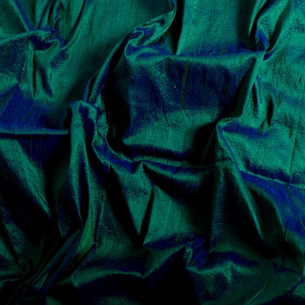 Deep Teal Dupioni Silk Fabric for Curtains and Drapery