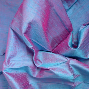 Silk Dupioni in Cerulean Blue and Magenta half yard, Yard, Meter & Half Meter D104 image 1