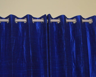 Rich Blue Colored Silk Drapes in Rich Raw Silk / Dupioni Silk