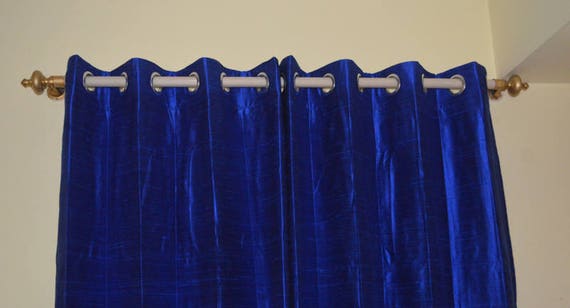 Rich Blue Colored Silk Drapes In Rich Raw Silk Dupioni Silk Etsy