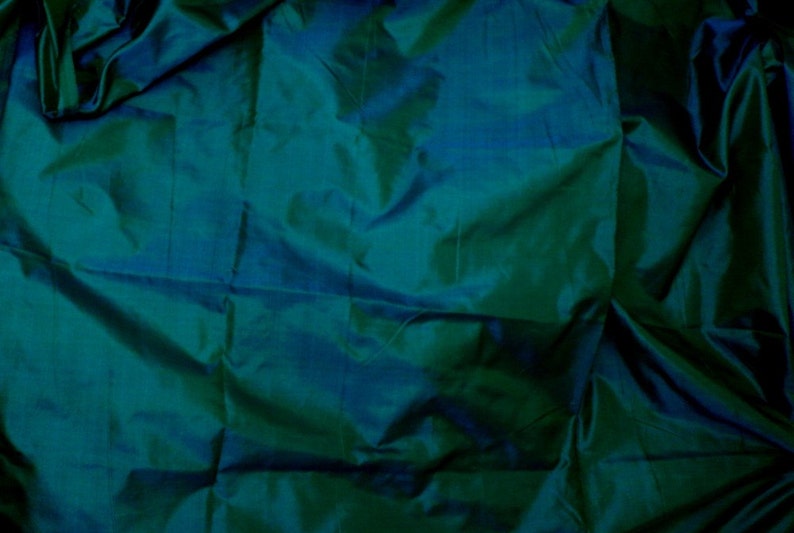 Fine Indian Silk Taffeta in Rich Green-Teal or Peacock Green blue Half yard, Yard &Meter-TF 27 image 2