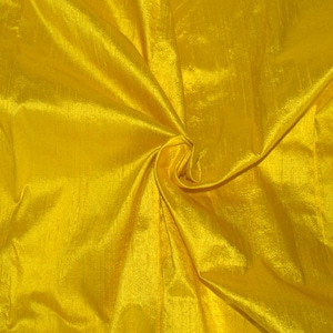 Silk Dupioni in helder geel schoolbus: halve werf, werf, meter en halve meter: D 77