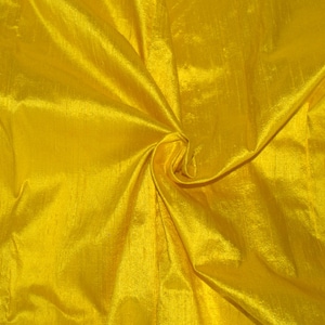 PURE MULBERRY SILK Fabric by the Yard Yellow Satin Fabric Handmade