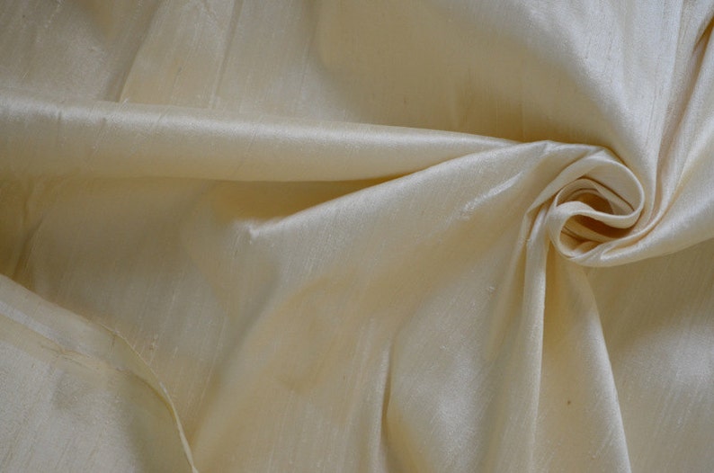 Silk Dupioni in Cream, Fat quarter, Half yard,Yard, Meter & Half Meter D 265 image 2