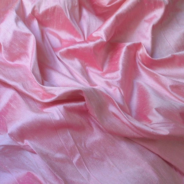 Silk Dupioni in Baby pink with Magenta-  Half yard, Yard ,Meter & Half Meter -D 375