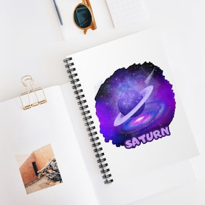Galaxy Notebook - Ruled Line, Space Journal, Saturn Planet Diary, Celestial Writing Pad, Astronomy Notepad