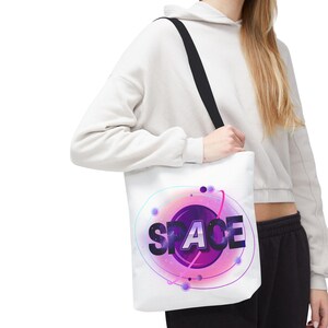 Space Tote Bag - Celestial Carryall, Galaxy Grocery Bag, Cosmic Canvas Tote, Starry Shoulder Bag, Universe Beach Tote