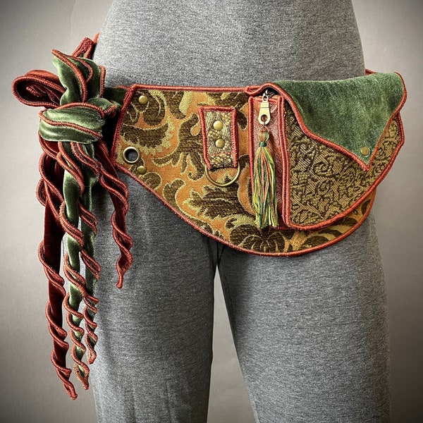 Conjunto de bolsa de quadril Woodland Fantasy e punhos de pele sintética, conjunto de festival, bolsa de cinto para fantasia, festival renascentista, núcleo de fada, bolsa de quadril elfo, roupa rave