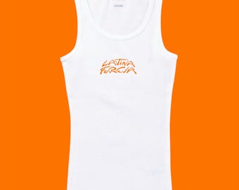 Latina forever proud embroidered crop tank top