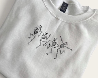 Halloween skeleton embroidered sweatshirt