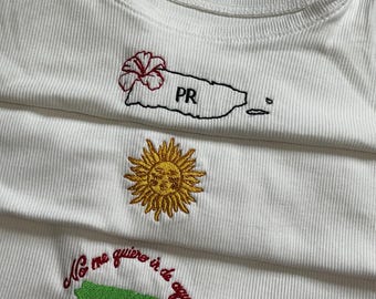 Regata longa e fina bordada de Porto Rico - presente