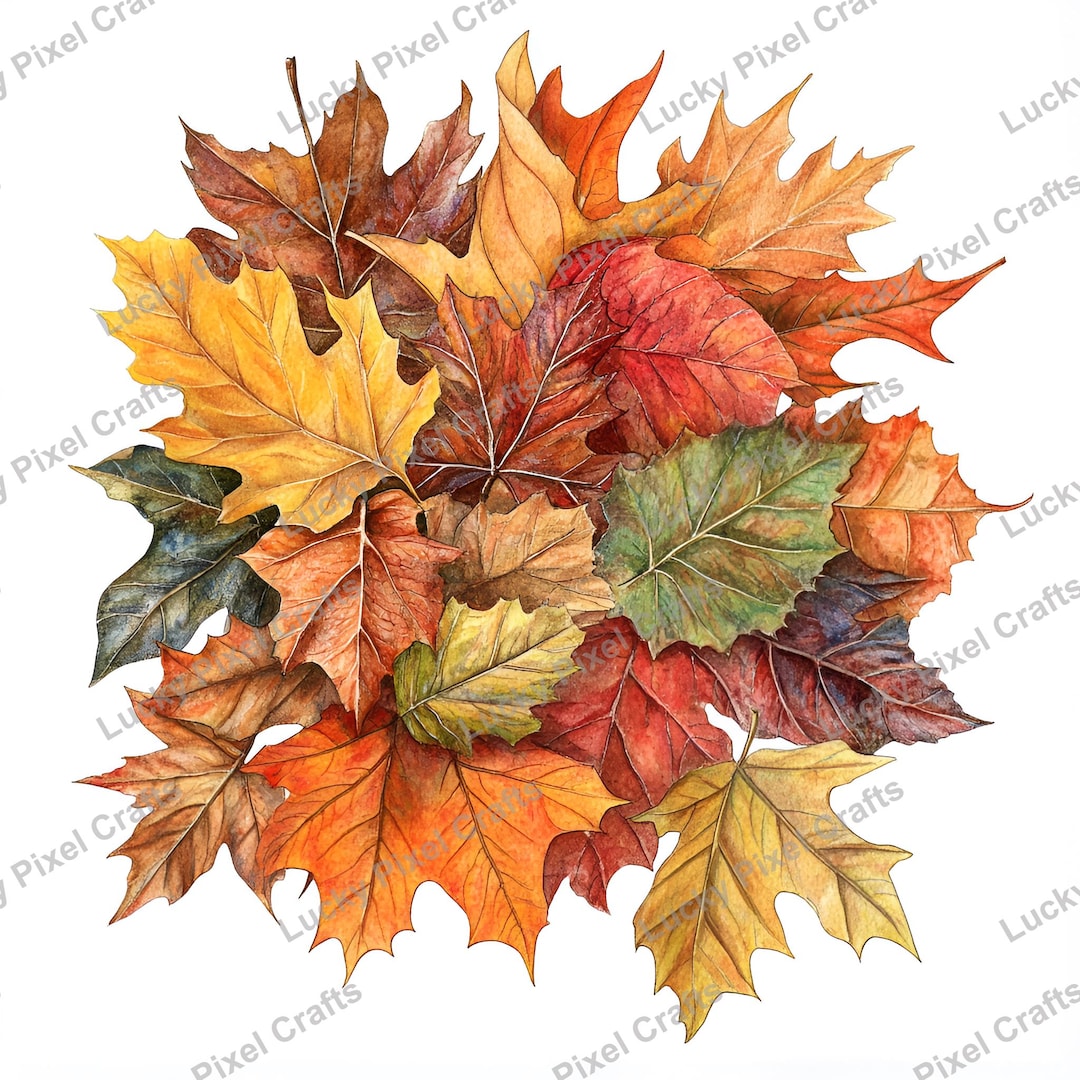 Watercolor Autumn Leaves Clipart, Fall PNG (digital Download) - Etsy