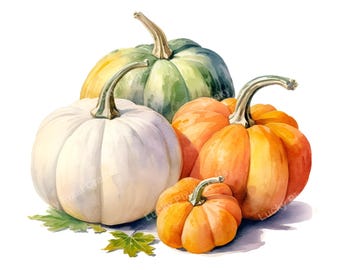 Kürbisse, JPG, Aquarell Kürbis, Junk Journaling, Scrapbooking, Kartenherstellung, digitale Kunst, Herbst, Herbst