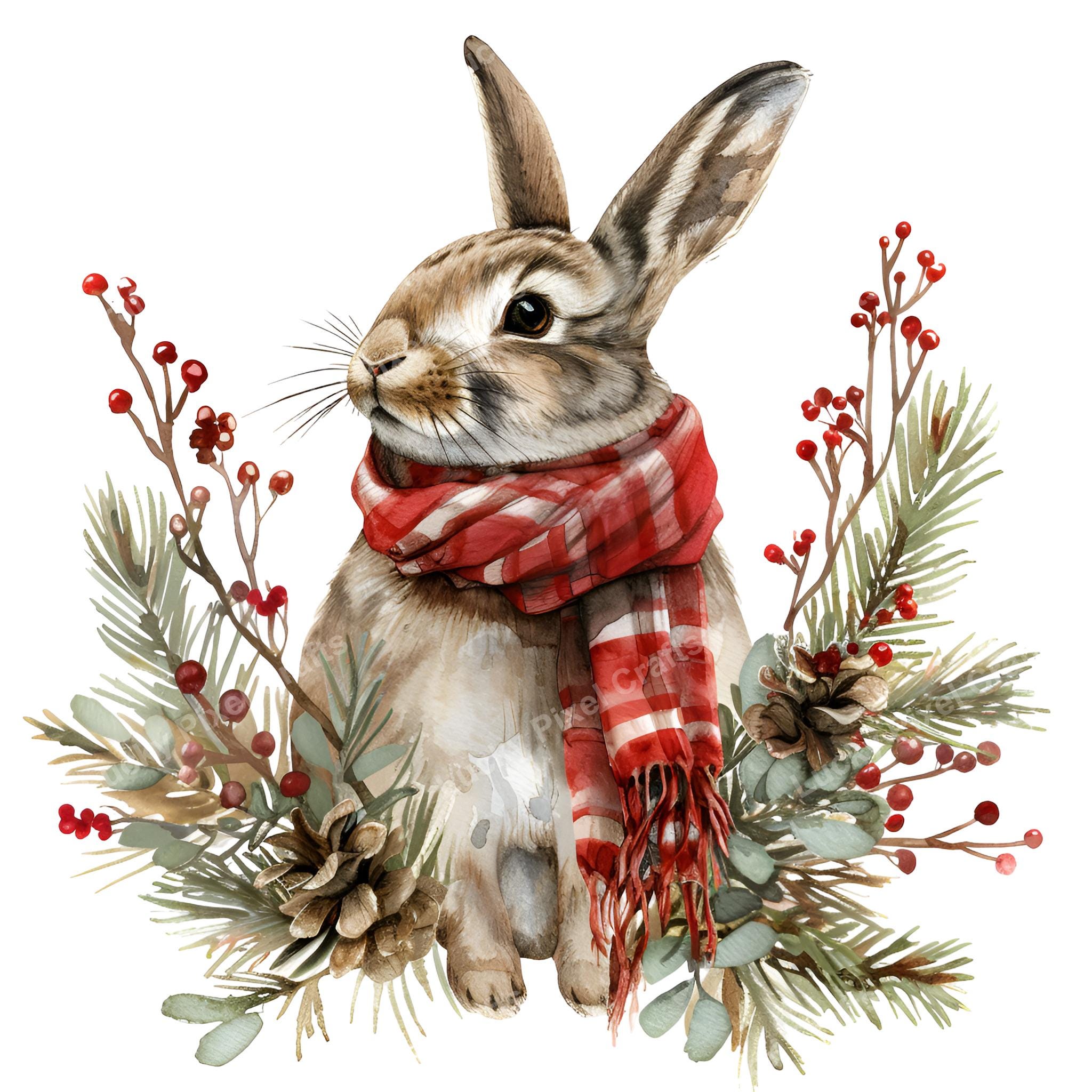 Christmas Bunny Watercolor Clipart Bundle (digital Download) - Etsy