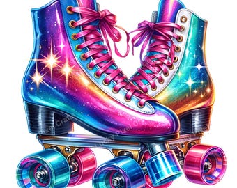 70s Disco Roller Skate Clipart, Junk Journaling, Scrapbooking (Digital Art)