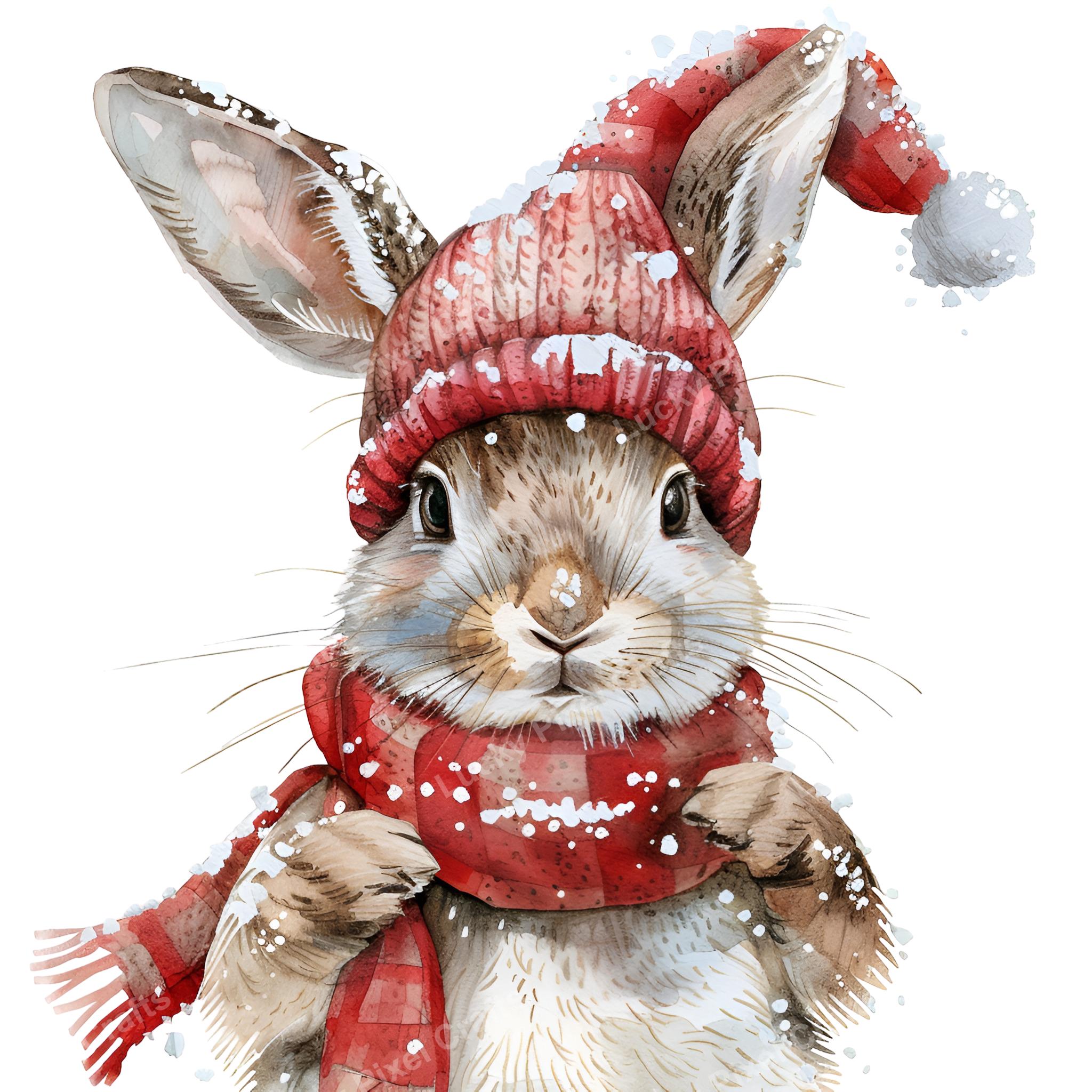 Christmas Bunny Watercolor Clipart Bundle (digital Download) - Etsy