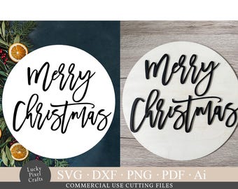 Merry Christmas Sign Laser SVG, Glowforge, Cricut Cut Files