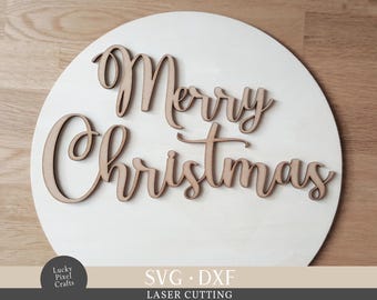 Merry Christmas Sign, Laser Cut SVG DXF Files