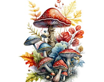 Paddenstoel clipartbundel, herfst herfst png (digitale download)