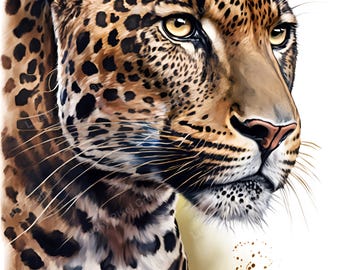 Watercolor Jaguar Print, Animal Scrapbook Paper (Digital Download)