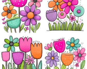 Whimsical Flowers, JPG, Spring Flowers,