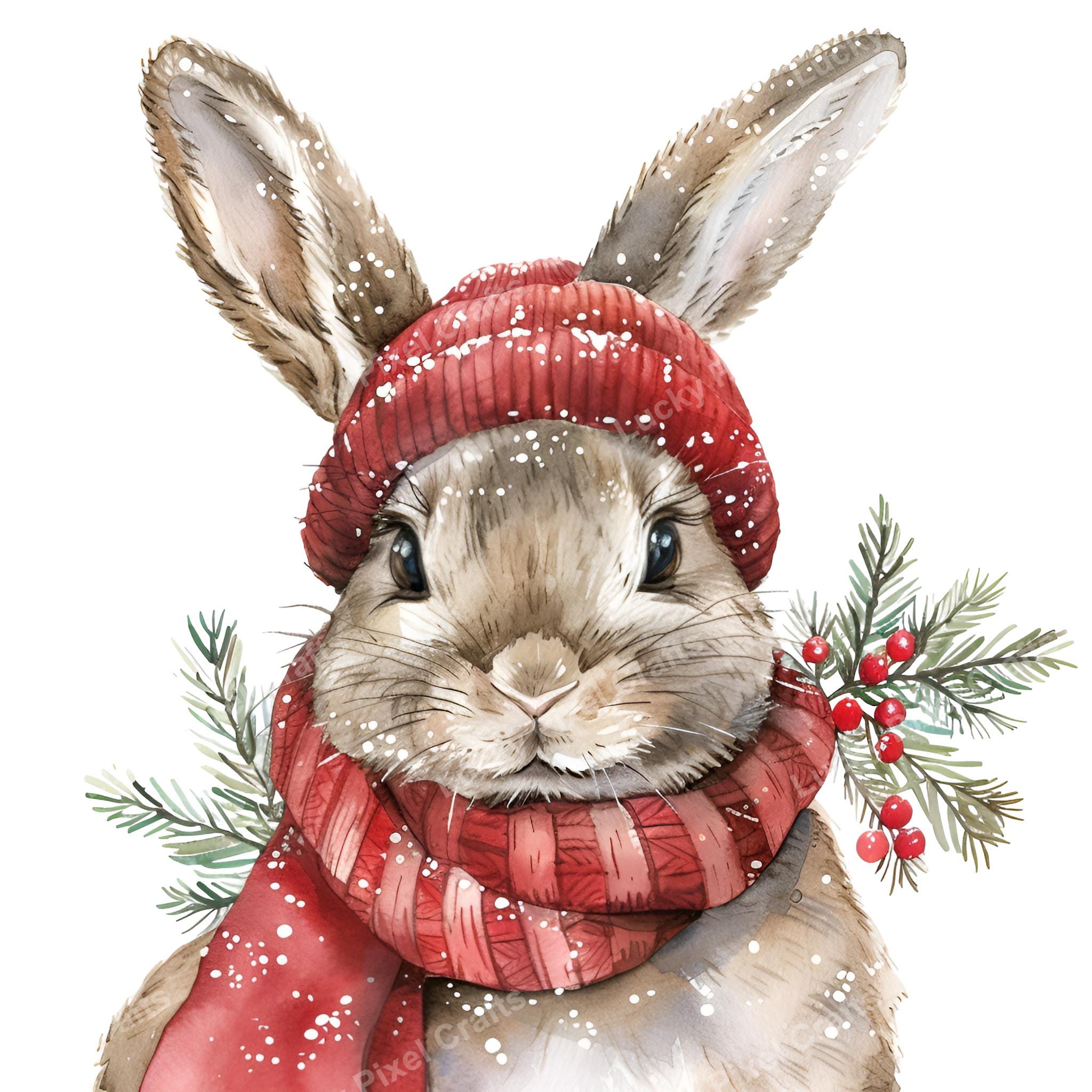 Christmas Bunny Watercolor Clipart Bundle (digital Download) - Etsy