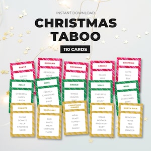 Christmas Taboo Game | Forbidden Words Game | Family, Kids, Church, Office | Printable Holiday Game