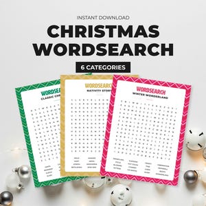 Christmas Wordsearch – Family Printable Holiday Games | 6 Fun Categories | Christmas Find A Word