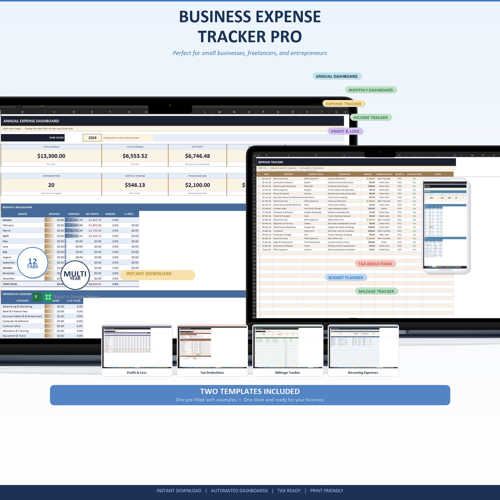 Expense Tracker Google Sheets | Small Business Budget Spreadsheet ...