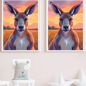 Outback Guardian Kangaroo Nursery Art | Aussie Animal Print | Digital Wall Decor for Kids Room | Instant Download JPG File