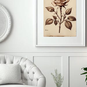 The Classic Rose Vintage Botanical Print, Digital Download Wall Art, Antique Rose Illustration, Floral JPG Artwork, Instant Download