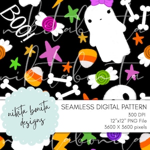 Zoet en spookachtig naadloos Halloween-patroon DIGITALE DOWNLOAD