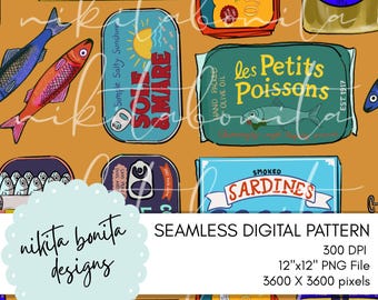 Patrón sin costuras "Sardine Dreams" (DESCARGA DIGITAL)
