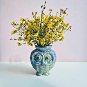 Ręcznie robiony ceramiczny wazon z sową: dekoracja z ceramiki Bat Trang, wyjątkowy wazon kwiatowy, prezent na parapetówkę